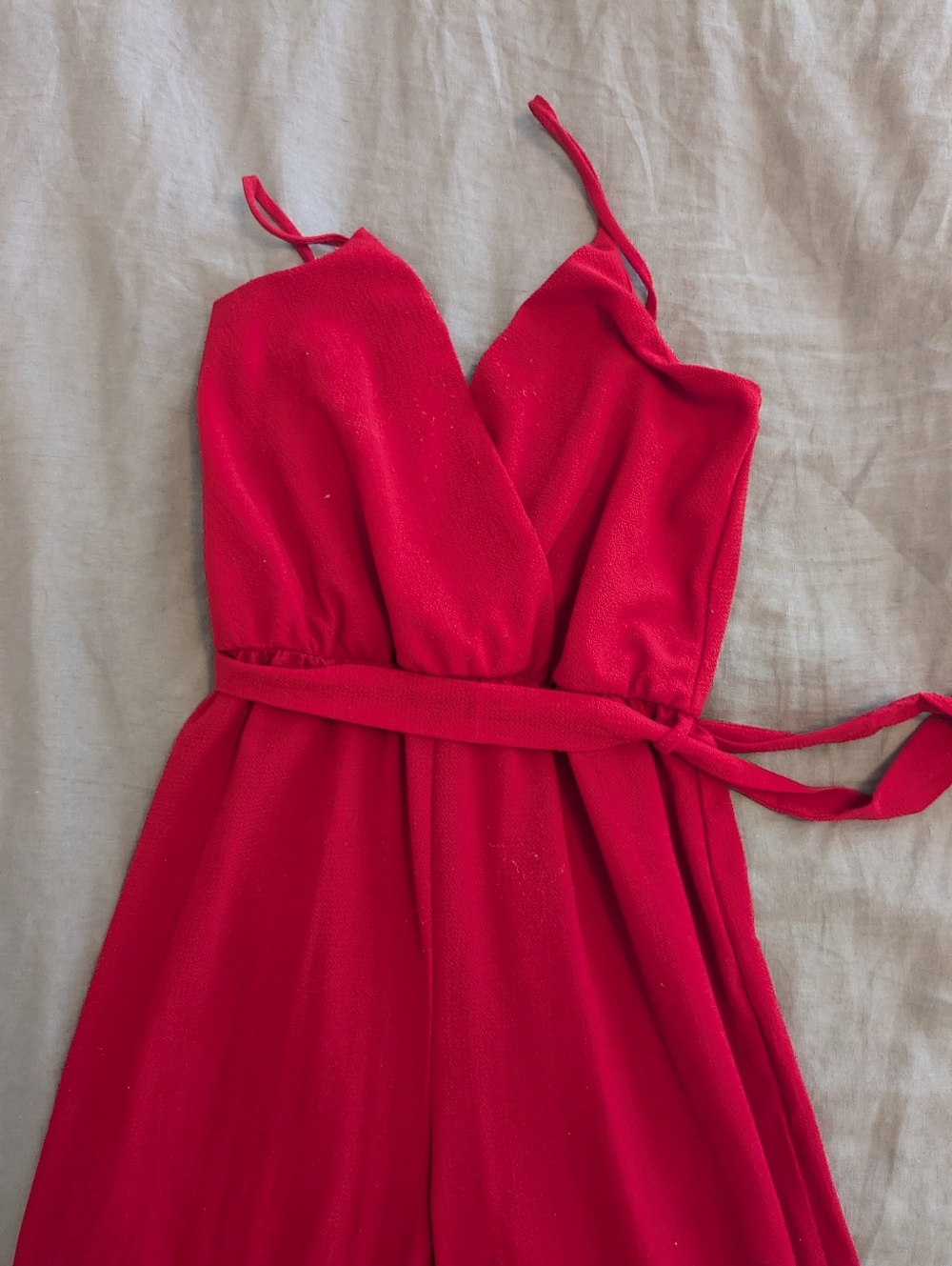Red Spaghetti Strap Jumpsuit
